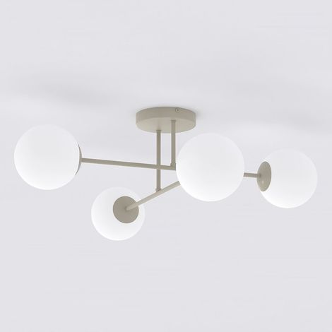 Lampada a sospensione ROMA con struttura beige e sfere in vetro opale