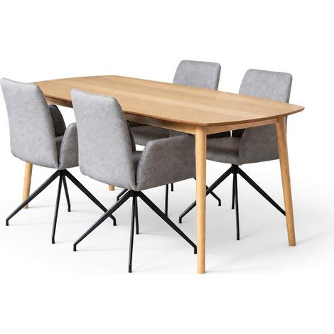 Conjunto de mesas y sillas para comedor Norsica Daltea 118, Gris + Negro, 76x80x150cm, Diámetro: 0, Estilo: Contemporary