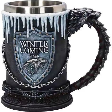 Chope Viking - 1 Unité - Acier Inoxydable - Design 3D Nordique - Bar et Cadeau Fête des Pères - 600 ml (1/5)