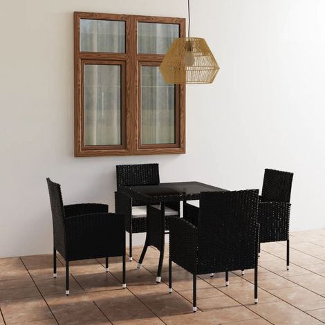 Set Mobili da Pranzo per Giardino 5 pz in Polyrattan Nero vidaXL (1/5)
