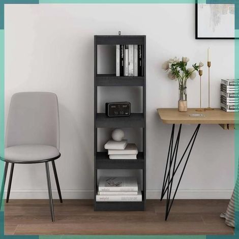 808145 Bibliothèque/Séparateur de pièce Gris 40x30x135,5 cm Pin massif (1/5)