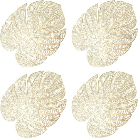 Set de table doré à motif de feuilles ajourées, 35,5 x 45,5 cm, lot de 4 (1/5)