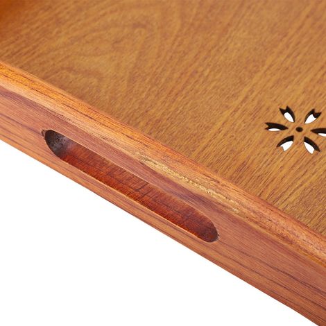 Plateau rectangulaire léger en bois massif à motif de fleurs de cerisier pour thé, café, fruits et autres aliments - Maison (1/5)