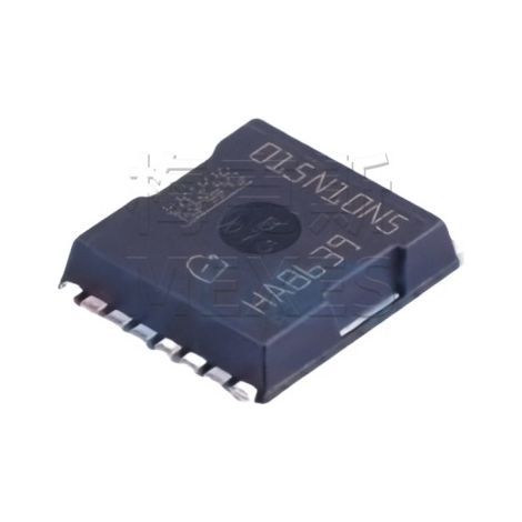 IPT015N10N5, screen printed 015N10N5, PG-HSOF-8, 100V/300A, N-channel MOSFET chip, electronic component, 5 units, packaged.