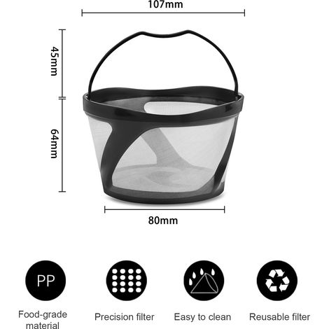 Filtre à café réutilisable pour Keurig K-Duo et Essentials, maille inox 304, noir, écologique et lavable, compatible (1/5)