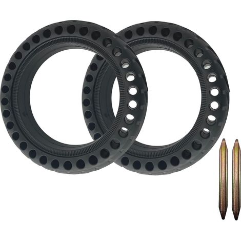 Neumático macizo para patinete Xiaomi M365/Pro/Pro2/1S/Essential/3, rueda de nido de abeja dura, antipinchazos, antideslizante, macizo, 8,5 pulgadas (delantero/trasero) (1/5)