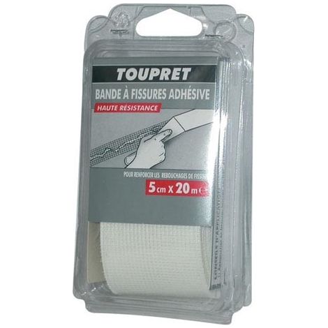 Toupret – Bande à fissures armée 5 cm x 20 m – Renforcement pour fissures inertes ou mouvantes – Adhésif intégré – Installation rapide sans outils - e5cmx20m