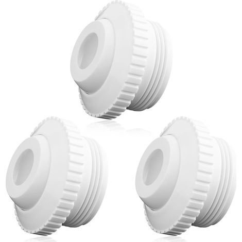 3 Buses de retour, PVC blanc, œillet pivotant 1/2", filetage 3/4", pour piscine et spa (1/5)