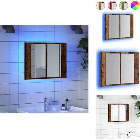 Armoire à miroir LED vieux bois 60x12x45 cm bois d'ingénierie - Armoire À Miroir À LED - Armoires À Miroir À LED - Armoire À Miroir - Meuble À Miroir (1/5)