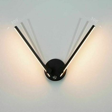 VURAHOME - Badezimmer-Wandleuchte mit Schalter, 2 Glühbirnen, 12W, LED für 73cm Badezimmerspiegel, Doppel-LED-Licht, 300° verstellbarer Arm (Schwarz 3000K) (1/5)