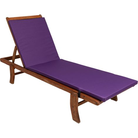 Coussin de chaise longue 190x60x4cm, coussin pour chaise longue de jardin, chaise longue en bois violet, coussin pour chaise longue de piscine