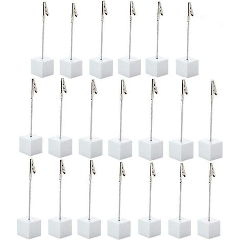 Set de 20 supports porte-numéros de table blancs, clips mémo pour marque-places menus et notes, pour restaurant et fête (1/5)