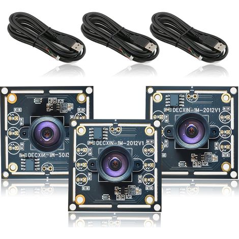 Module caméra 160°, lot de 3 – Compatible avec les systèmes de caméras , câble de 1/2/3 m, résolution 1280 x 720, 30 images/s, pilote USB