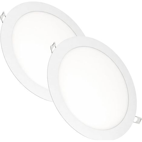 Lot de 2 Spot LED encastrable rond, 18 W, 1500 lumens, extra-plat 13 mm, trou Ø 200-205 mm, blanc froid 6000 K