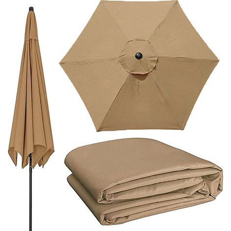 Toile de parasol de remplacement, housse de table de marché, toile de parasol de remplacement,kaki,3M(6 baleines) (1/5)