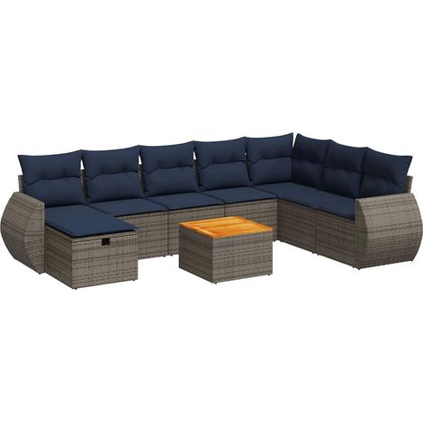 Maison Exclusive - 9-tlg. Garten-Sofagarnitur mit Kissen Grau Pol (1/5)