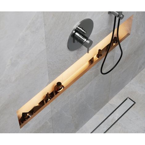 Poche de douche en acier inoxydable NIX avec drain, 60 cm (1/4)
