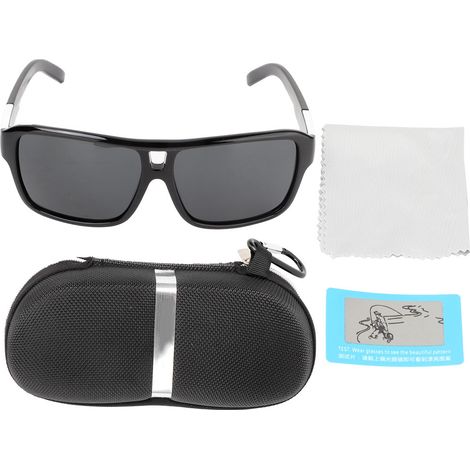 Ortviai Lunettes de soleil unisexe polarisées pour conduite et pêche – Verres UV400, cadre en plastique noir et blanc, lunettes de protection (1/5)