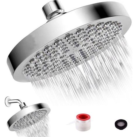 6-Zoll-Hochdruck-Duschkopf G1/2, verstellbarer Regenduschkopf, runder Sprühkopf, poliertes Chrom, Ersatz-Regenduschkopf für Badezimmer, Hochdruck (1/4)