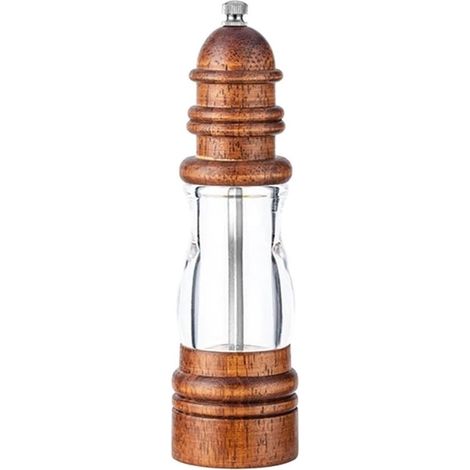 Molinillo de pimienta y sal Molinillo de pimienta y sal Molinillos de sal Molinillo de pimienta de madera maciza ajustable de 8 pulgadas U，madera (1/5)