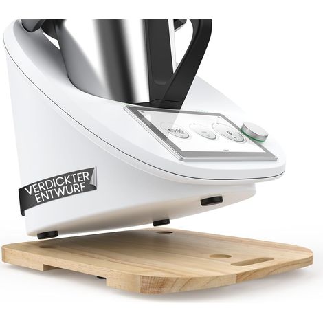1 Planche coulissante Bois, 3 découpes pieds, 6 tampons silicone, 2 glisseurs téflon, pour Thermomix TM6 TM5