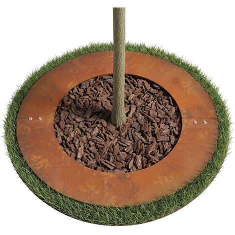 Relaxdays Baumring, Edelrost, Baumscheibe Rasenkante, Bäume & Sträucher, Ø 80 cm, Pflanzring Garten, Cortenstahl, braun (1/5)