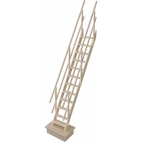 Holztreppe mit 13 Stufen – Steighöhe 3.00m – 2 Handläufe – Breite 0,52 m - COTTAGE-P-300-2MC