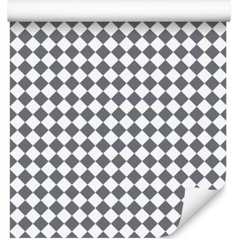 Papel pintado geométrico con rombos en gris y gris claro, 50x1000 cm. (1/5)