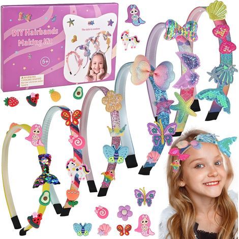 Bastelset für Mädchen-Haarbänder, DIY-Haaraccessoires, DIY-Haarband, Spielzeug für Mädchen von 5-12 Jahren, Geburtstagsgeschenk für Mädchen (1/5)