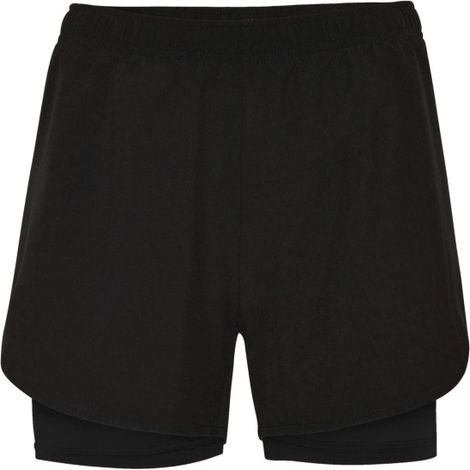 Pantalón corto deportivo para mujer con malla interior (running elástico) LANUS M Negro/Negro