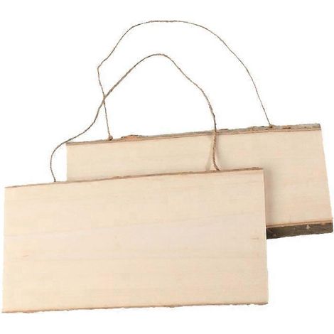 Lot de 2 tableaux suspendus en bois à faire soi-même, vierges, pour dessins et messages (14 x 25 cm)-25.00X14.00X1.00CM (1/3)