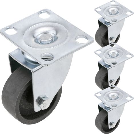 PrimeMatik - Ruedas pivotantes industriales de metal sin freno 50 mm 4 unidades