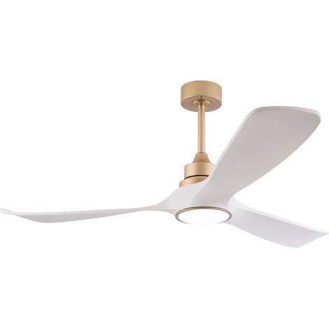 Ventilador de techo de 132 cm blanco y dorado con luz y mando MODENUIT (1/5)