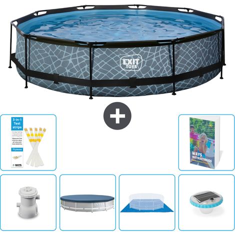Exit Pool Rund - Steinoptik - 360x76 cm - 7-teilig S248