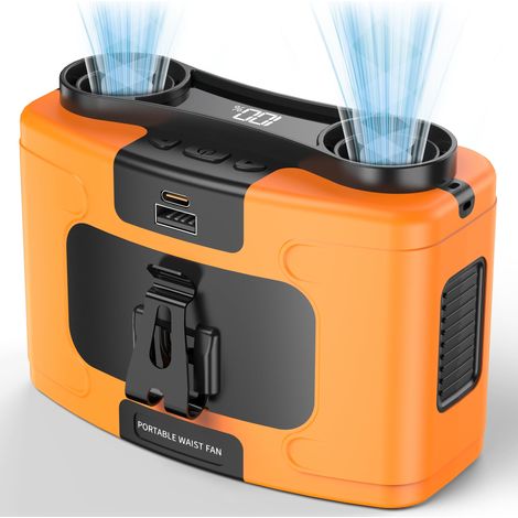 Ventilateur Ceinture Portable 20000mAh Double Moteur 40H, 10 Vitesses 16000RPM Ventilateur Sans Mains (1/5)
