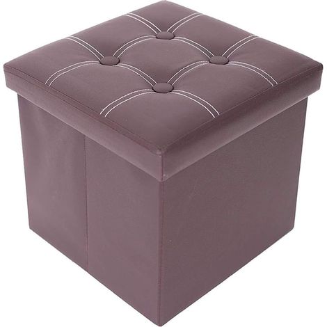 Rebecca Mobili Puff Baúl Taburete con Tapa Plegable Reposapiés Marrón 30x30x30