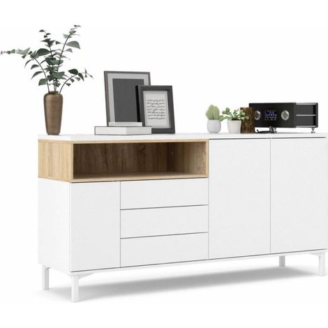 Aparador 175 x 89 cm blanco mate y roble - Fidenza (1/5)