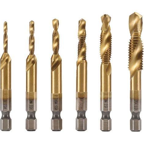6Pc Forage Taraudage Chanfreinage Intégré de Forets Acier Haute Vitesse Ébavurage Foret Composite Taraud Ébavurage Foret (1/5)