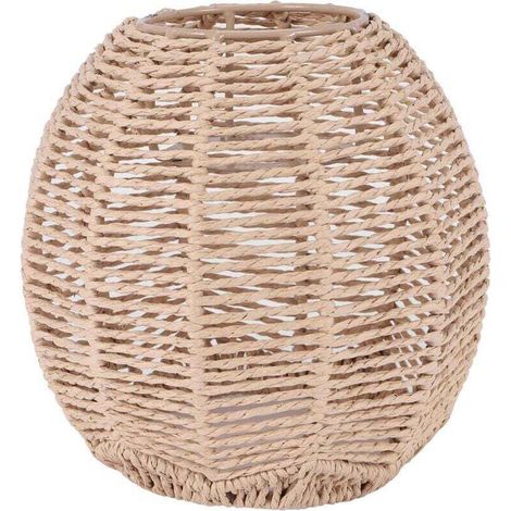 Pantalla de lámpara de ratán tejida a mano, cubierta decorativa para lámpara de araña de estilo retro -Crezuo