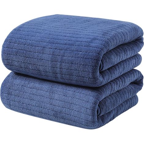 Serviette De Bain - Velours Corail - 160 x 90 cm - Absorbante Rapide Séchage - Pour Adulte À La Maison Piscine Plage Gym - 2 Pièces (1/2)