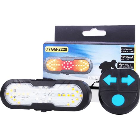 Clignotants pour Vélo,Signaux De Sécurité 1200 mAh avec Télécommande - Feu Arrière D'Avertissement De pour Vélo Hommes Adultes Famille (1/5)
