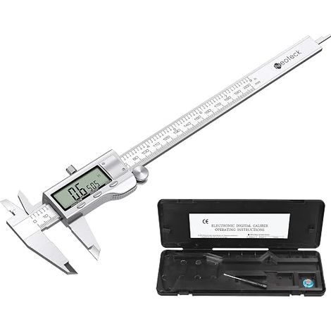 Digital Vernier Caliper Stainless Steel Precision 0.001"/0.02mm for Length Width Depth Inside/Outside Diameter (1/5)