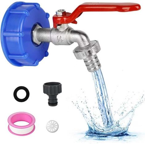 Robinet Cuve 1000l 1/2"Adaptateur de Réservoir en Alliage d'aluminium,Raccord Cuve 1000 Litres,S60X6 IBC Robinet de Jardin avec Adaptateur en Laiton De Jardin Avec Adaptateur Pour De Cuve (1/5)