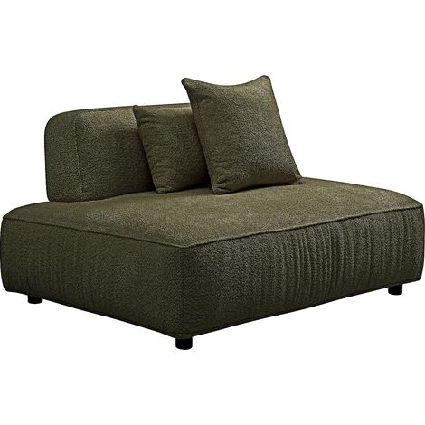 Méridienne gauche en tissu bouclette vert kaki LELACO (1/2)