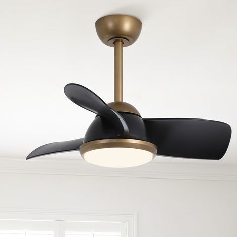 Parrot Uncle 76 cm LED Deckenventilator mit Beleuchtung, leiser DC-Motor, 6 Geschwindigkeiten, dimmbar, Sommer-/Winterfunktion, Fernbedienung, Schwarz