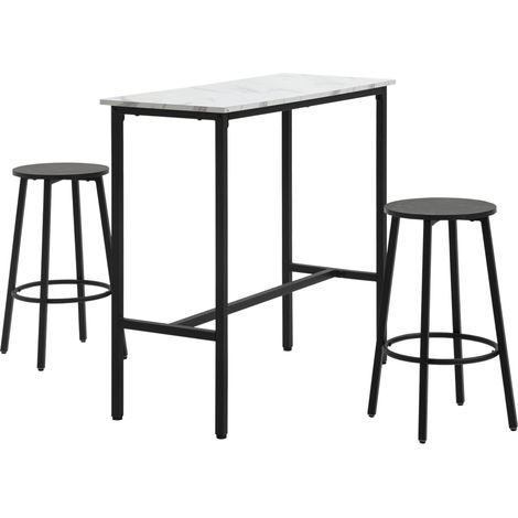 Bartisch-Set mit 2 Hockern aus weißem Stahl, 3-teilig (1/5)
