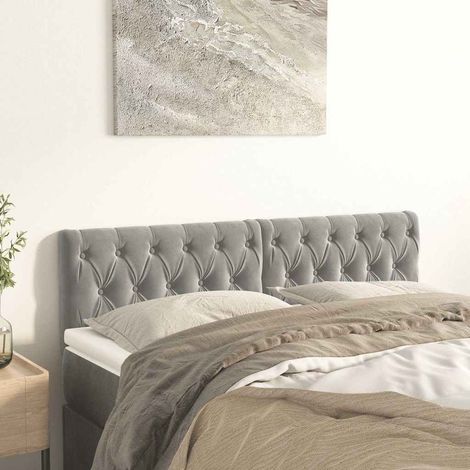 vidaXL Têtes de lit Gris clair 144 x 7 x 78/88 cm Velours (1/5)