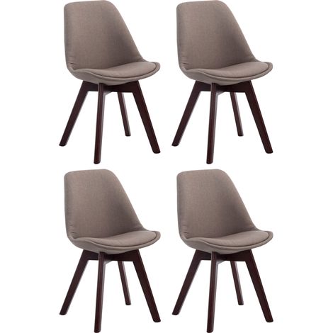 Set di 4 Sedie Visitatore Tessuto Borneo Tortora noce