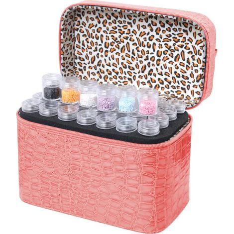Diamond Painting Organizer, 84 Slots Diamant Aufbewahrungsbox Muster Design Diamant Stickerei Strass Malerei Zubehör Schmuck Perlen Nailart Pills Organizer Tragetasche Reißverschluss Design