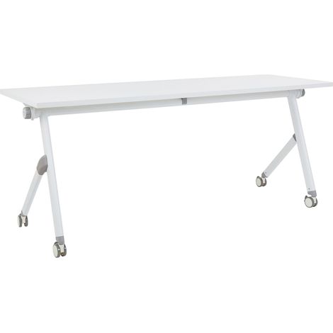 crivania rettangolare pieghevole con rotelle portatile con struttura in metallo bianco 180 x 60 Bendi